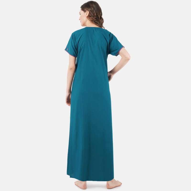 Image of Premium Women Embroidery Night Gown Lizzybizzy Cotton Nighty Maxi