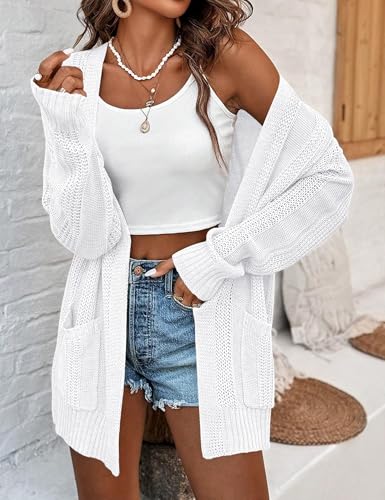 Amarmia Women's Long Sleeve Lightweight Cardigan Sweaters Open Front Summer Spring Drop Shoulder Cardigan with Double Pockets4