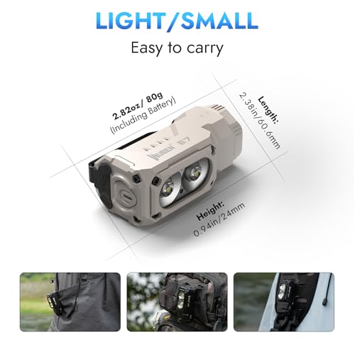 Image of WUBEN E7 1800 Lumen Rechargeable Mini Flashlight with Magnet - Super Bright 6 Modes Khaki EDC Flashlights, Typ-C Rechargeable LED; IP68 Pocket Flashlight for Headlamp Use, Rescue, Camping