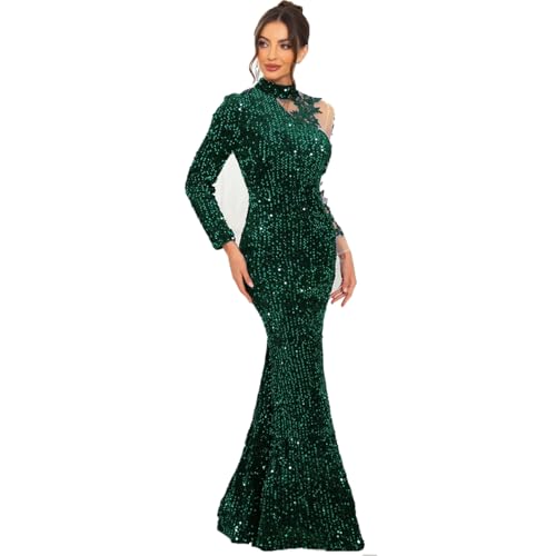 Image of Velvet Sequin Formal Evening Party Dress Sweatheart Bodycon Long Sleeve Maxi Gown