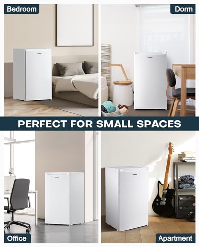 Upstreman BR321 3.2 Cu.Ft Mini Fridge With Freezer, Single Door Mini Fridge, Dorm Fridge, Adjustable Thermostat, Mini Refrigerator For Dorm, Office, Bedroom, White-Br321 thumb #6