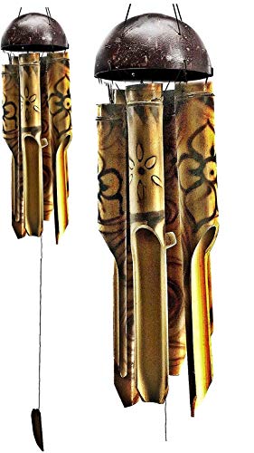 Bellaa 23356 Bamboo Chimes Floral Handmade Wind Chimes Outdoor Garden Patio Gifts