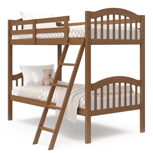 Storkcraft Long Horn Twin-Over-Twin Bunk Bed (Hazelnut) - GREENGUARD Gold