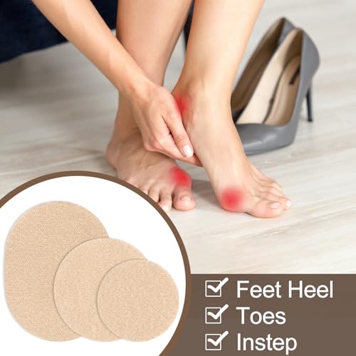 Image of Pndeyo 30pcs Moleskin Pads for Feet, Round Oval Blister Protection Patch, Self-Adhesive Flannel Moleskin Strips, Anti-Wear Mole Skin Patch for High Heels Loafers Boots Hiking Shoes- Nude Color
