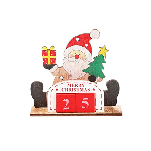 Abaodam Calendrier de Noël créatif en Bois avec Motif de Père Noël - Décoration de Bureau - Réutilisable - Accessoire de Photographie Cover