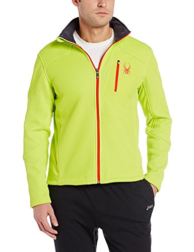 Spyder Men's Linear Full Zip Sweater, Sharp Lime/Volcano/Volcano, Xx-Large #TOP7