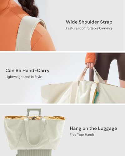 BENEUNDER Tote Bag for Women, Foldable Gym Tote Bag, Beach Tote Bag, Lightweight Shoulder Bag for Travel, Work, Sports(Large/Extra Large)4
