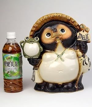 信楽焼　開運　蛙付き狸 信楽焼たぬき10号 福蛙付開運狸 H31cm : 器屋一信ヤフー店