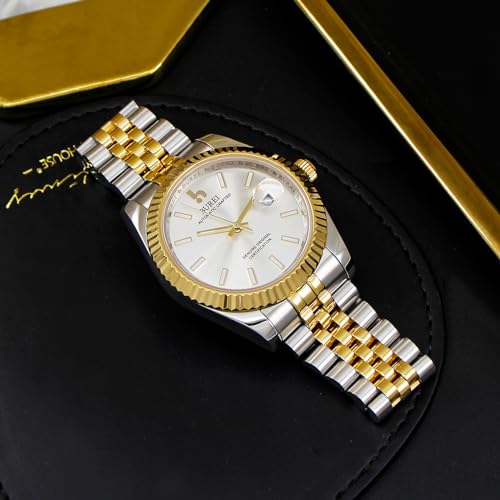 Image of BUREI Men's Classic Luxury Watch Stainless Steel Waterproof Machine Watch Fashion Double Watches Date Sapphire Crystal