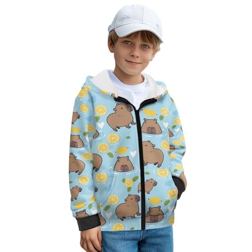 Kid's Zip Up Hoodies Fleece Hooded Sweatshirts Jackets with Pockets Warm Velvet Lining Long Sleeve Hoodies S-XL