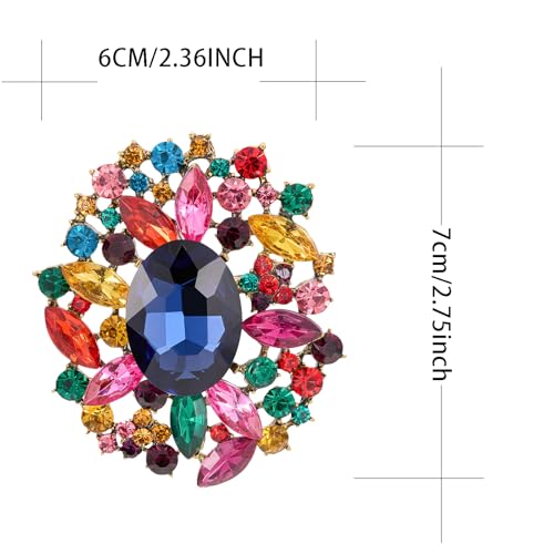 Image of LAXPICOL Vintage Austrian Crystal Elegant Flower Brooch for Women Broach Pin Wedding Jewelry Antique-Gold Tone