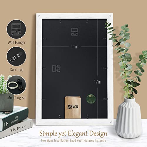 Image of VCK 11x17 Picture Frame, White Wood Poster Frames for Wall Display, 2 Pack