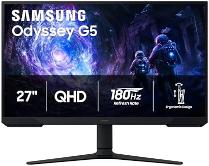Samsung 27" Odyssey G5 (G51F) Gaming Monitor - QHD (1440P), 180Hz...