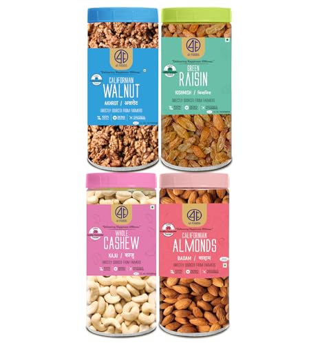 41 Foods Premium Dry Fruits Combo of Almonds Cashews Raisins and Walnuts | 800 g (200g x 4)