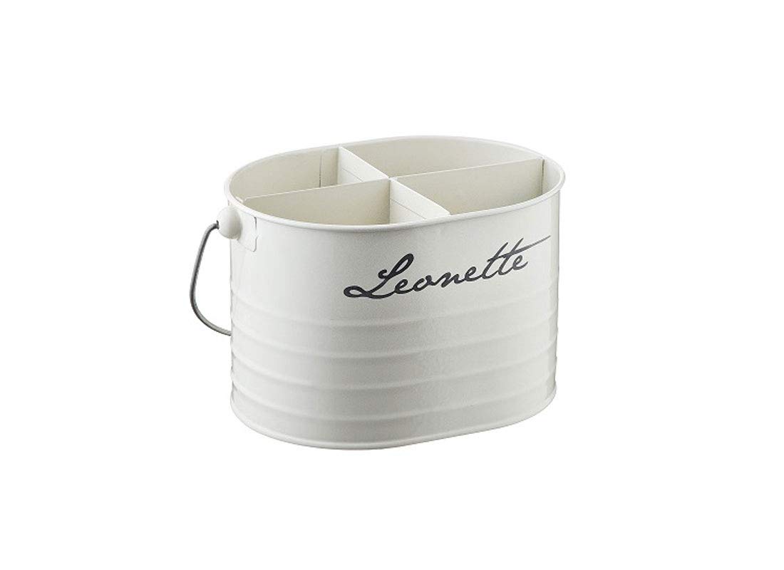 Secchiello con 4 divisori in Latta P3003 Bianco cm. 16,5x12,5x11h