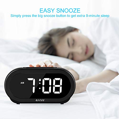 USCCE Small LED Digital Alarm Clock with Snooze, Easy to Set, Full