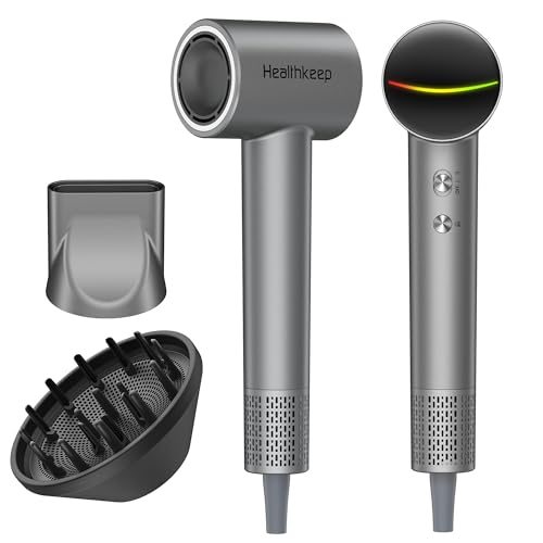 Hair Blow Dryer with Diffuser: 1500W High-Speed Brushless Motor 500M Ionic Technology, Thermo-Control Low Noise for Curly, Straight & Damaged Hair, Home Travel Salon