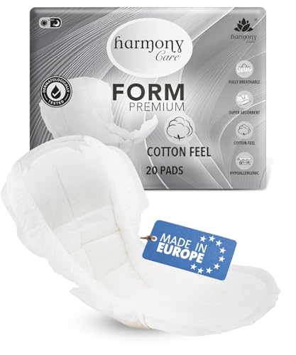Harmony Care® Form Maxi+ - saugstarke Inkontinenzvorlagen Unisex – anatomisch geformte Vorlagen bei starker Inkontinenz - Inkontinenzeinlagen mit verstärktem Auslaufschutz, 20 Stück