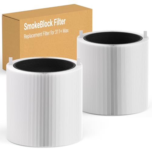 Image of 2 Pack Blue Pure 311i+ Max Smokeblock Filter Replacement Compatible with Blue Pure 311i+ Max Air Puri-fier, Activated Carbon Filters