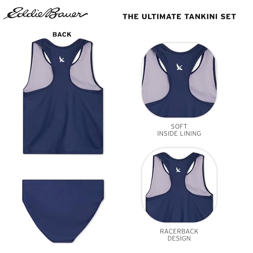 Image of Eddie Bauer Girls' UPF 50+ Swim Bikini Bottom and Racerback Tankini Set