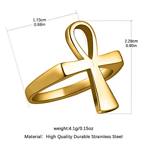 HZMAN Stainless Steel Polished Fashion Egyptian Jewelry Ankh Cross Ring for Men Women with Gift Bag2