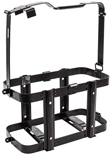JEGS Jerry Can Holder | 5/16 “ Mounting Holes | Works With JEGS Brand 5-Gallon Jerry Can Part Number 555-80235 | Black Powdercoated Steel | 18' High x 13' Long x 6-1/4' Wide