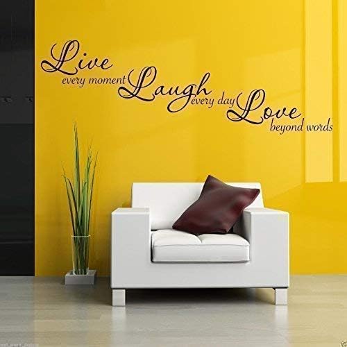 LIVE LAUGH LOVE Wall Art Sticker Lounge Quote Decal Mural Stencil Transfer 3 WSD430, White Matt, XLARGE