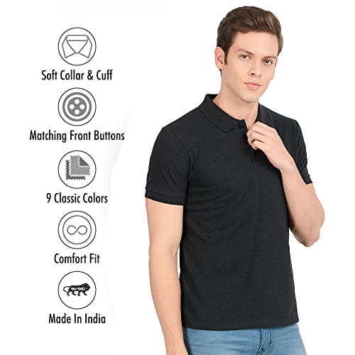 Scott International Men's & Boys Stylish Cotton Regular Fit Solid Polo Neck T-Shirt- Cotton Blend, Ultra Soft, Half Sleeves, Comfortable, Lightweight Polo T-Shirt