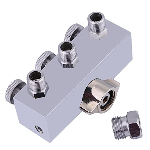 Manguito del Divisor de la Manguera del Aerógrafo de 3 Vías que Encaja BSP de 1/8 "con válvula de Perilla de Ajuste