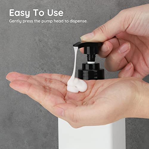 Image of Segbeauty 16.9oz Bathroom Soap Dispenser, 2pcs White Refillable Shampoo and Conditioner Bottles, 500ml Empty Plastic Square Press Pump Bottle Hand Soap Dispenser for Modern Bathroom Kitchen Decor