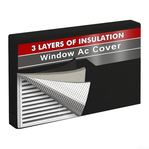 Jotekonoby Cubierta de aire acondicionado interior con aislamiento de 3 capas para unidades de aire acondicionado, impermeable, resistente al viento, tela Oxford 600D con barrera térmica, gris (es