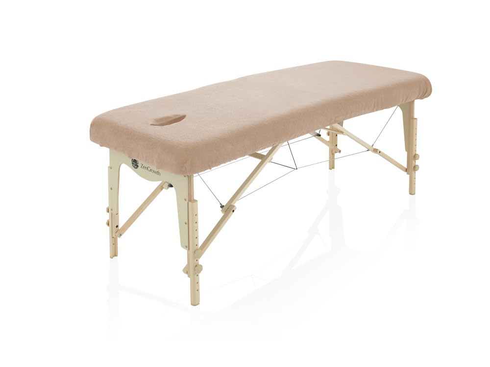 Housse pour table de massage avec trou visage Marron Clair | OEKO TEX 100 | 63cm x 71cm x 185cm - 192cm | Pour toutes tables de massage ou traitement