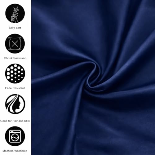 Image of elanorhomes 300TC Premium Satin King Size Bedsheet 90 * 108 inches with 2 Pillow Covers | Ideal for Summers & Winters | Valentine for Couples, Romantic Dates, and Weddings (Windsor Navy)