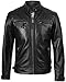 fjackets Real Lambskin Leather Biker Jacket — Quilted Cafe Racer Zip Up Moto Leather Jackets For Men | [1100094] Johnson Black, L