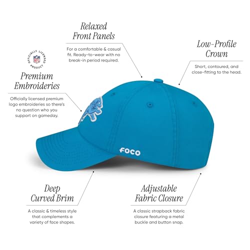 FOCO Detroit Lions NFL Primary Logo Casual Cap - Glacier Blue - Image 3