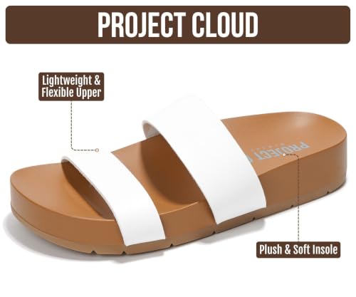 Image of Project Cloud Womens Two Strap Sandals & Non Slip Summer Slides (Hilltop) | Slides for Women Plush Soft Insole Casual Beach Footwear Vacation Outfits Travel Everyday Comfort Easy Wear Versatile Fashion