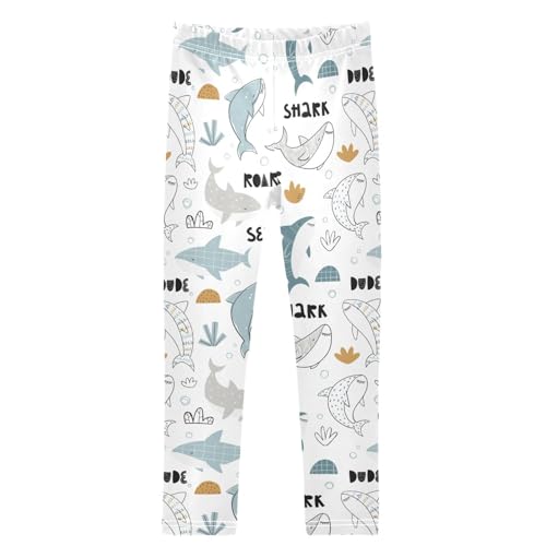 Girls' Leggings Sea Shark Bubble Ankle Length Printed Leggings Comfort Pants for Kids 4-10 Years