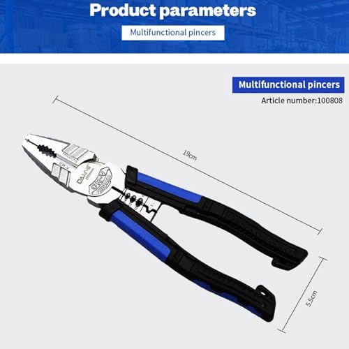 Image of Multifunctional Plier and Wire Stripper, 8 Inch Combination Cutter, Chrome Vanadium Steel Jaws, Comfort Grip Pliers Tool for DIY Electrical Repair & Tools Kit