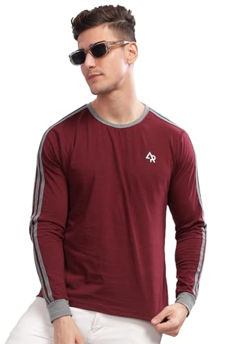 Image of ADRO Full Sleeve Tshirt for Men | Colorblock T Shirt for Men | 100% Cotton Tshirt | Full Sleeve Regular Fit T-Shirt | Men's Full Sleeves T Shirts