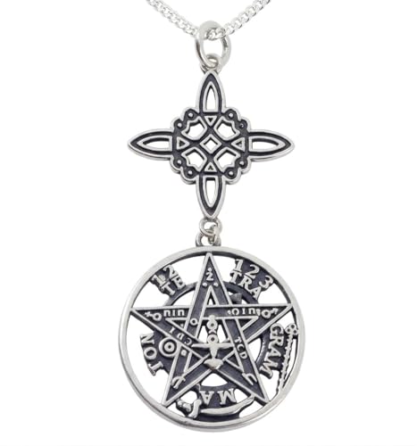 Amulette triple protection Saint Benoît et collier nœud de sorcière en argent pour chasser le stress