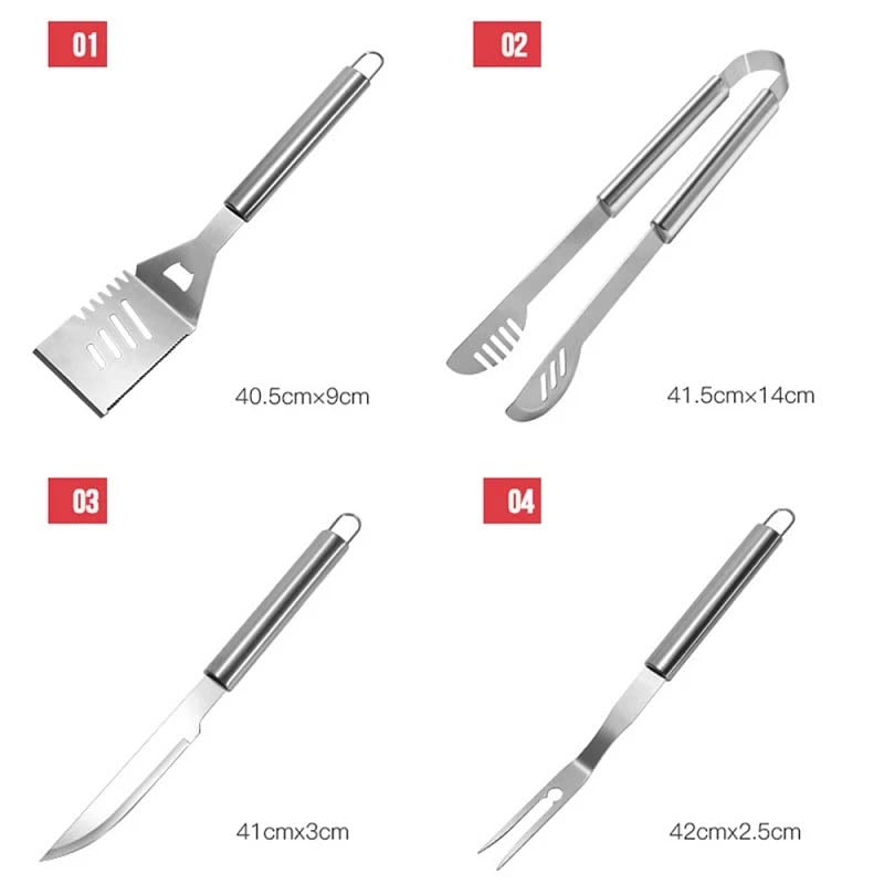 Grill na zewnątrz Narzędzia do grillowania ze stali nierdzewnej Akcesoria Zestaw narzędzi do grillowania w pudełku aluminiowym