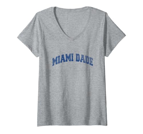 Womens Miami Dade Sports Classic Varsity College Style V-Neck T-Shirt