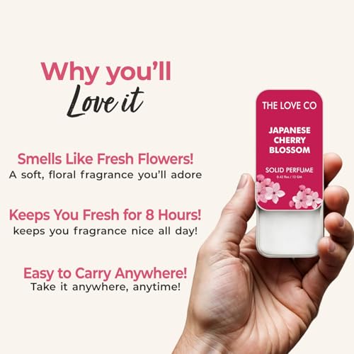 Image of THE LOVE CO. Japanese Cherry Blossom Solid Perfume for Men & Women 12gm | Long-Lasting Floral Fragrance Balm | Alcohol-Free, Travel-Friendly, Pocket Perfume Stick