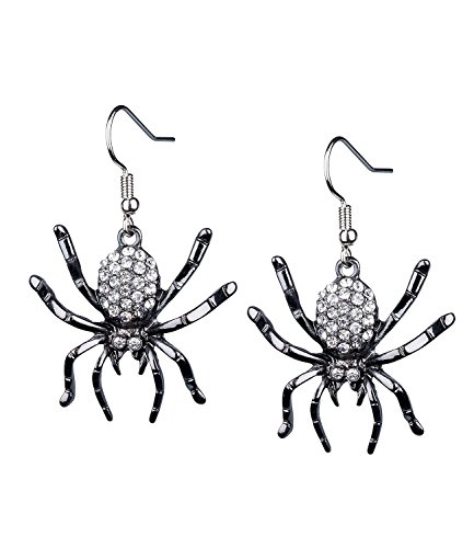 Preisvergleich Produktbild SIX Ohrringe: Auffällige Ohrhänger mit schwarzen Spinnen, funkelnde Strasssteine, perfekt für Fasching / Karneval / Halloween, schwarz / silber (732-980)