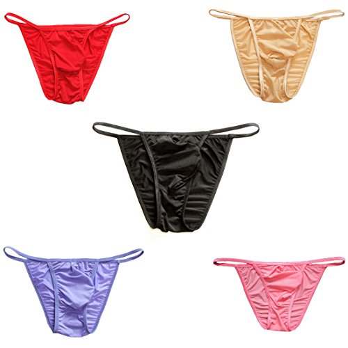 Men Comfortable Silky Bugle Pouch Tanga Briefs Strings Bikini Underwear
