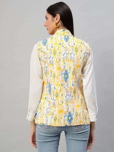 Image of Ravaiyaa - Attitude is everything Women's Floral Printed Reversible Quilted Jacket Coat Blazer Jacket Sleeve Less Waistcoat