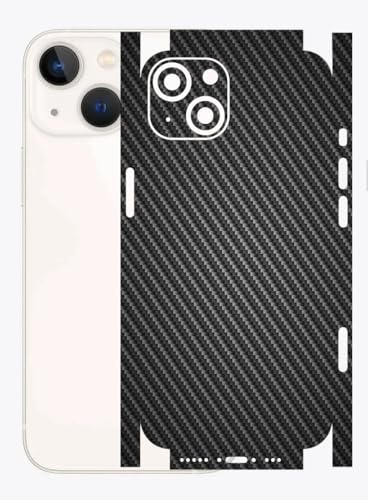 Image of AtOdds - Full Body Back Screen Guard Protector Film - 3D Textured Lamination Wrap Skin Sticker for iPhone 13 mini | Scratchproof Matte Finish (Design - Black CF)