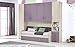 Dafne Italian Design Dormitorio completo con puente – Efecto Altea beige, lavanda (doble cama individual y armario) (295 x 93 x 245 cm)
