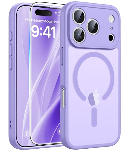 Image of FNTCASE for iPhone 17 Pro Max Case: [Compatible with Magsafe] Translucent Matte Cases with [Full Camera Protection] [Screen Protector] Military Grade Shockproof Protective Phone Cover - Light Purple