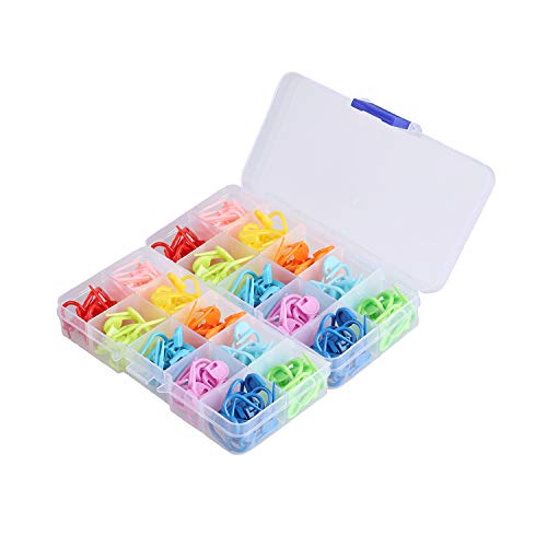 Meikeer 240 Pieces Knitting Crochet Locking Stitch Markers Stitch Needle Clip Counter 10 Colors (Color Ship Randomly)